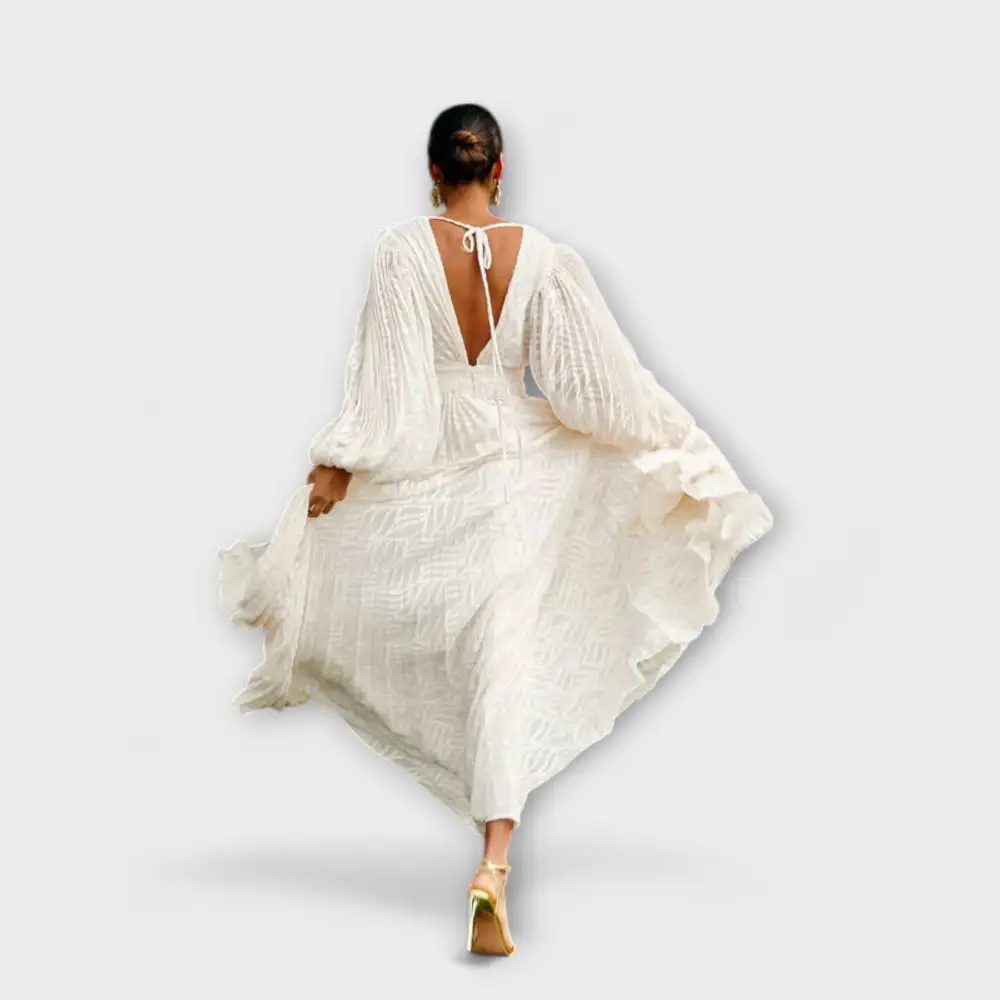 Pleated Chiffon A-Line Maxi Dress