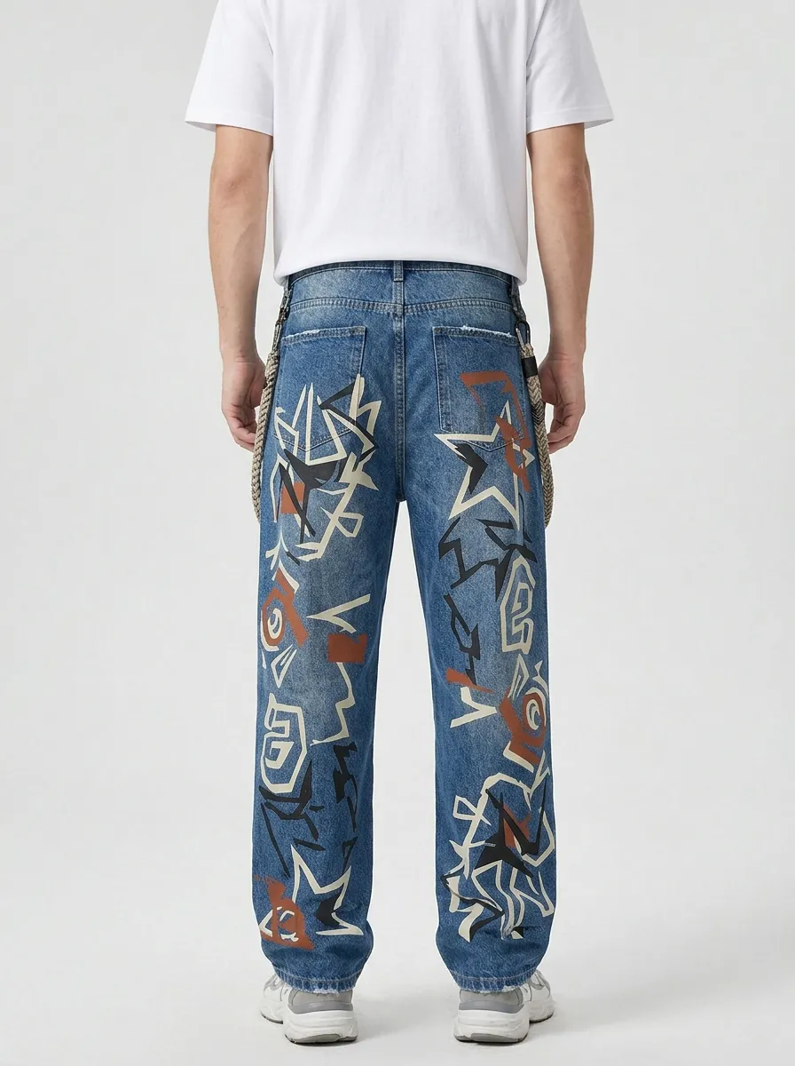 Unisex Eclectic Streetwear Graffiti Jeans