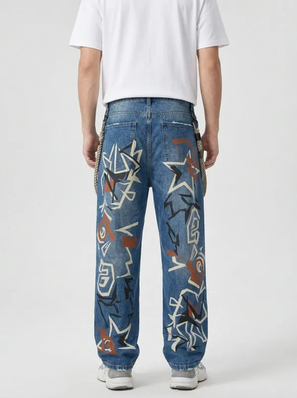 Unisex Eclectic Streetwear Graffiti Jeans