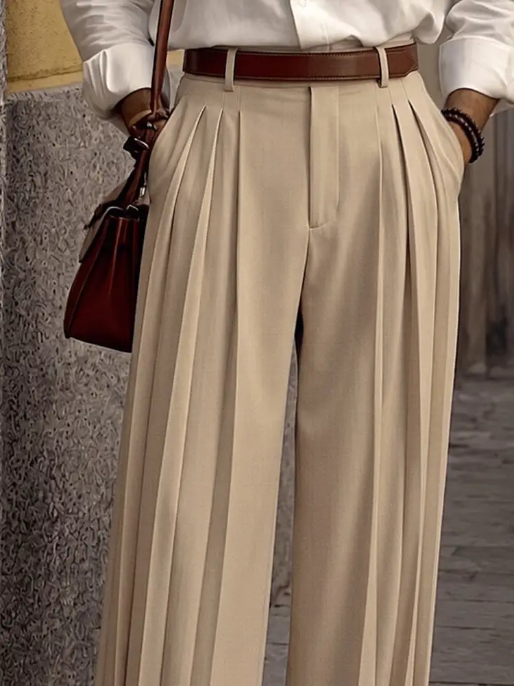 Smart Casual Multi-Pleated Suit Pants