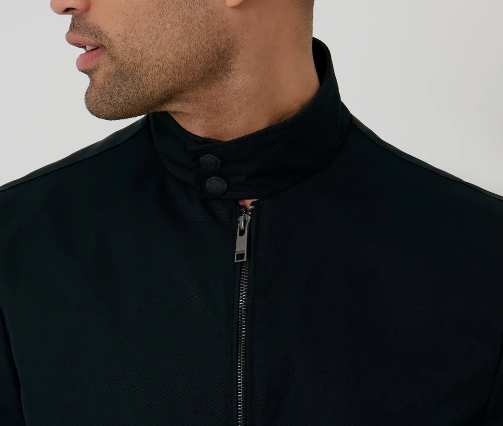 Men's Navy Water-Resistant Harrington Jacket