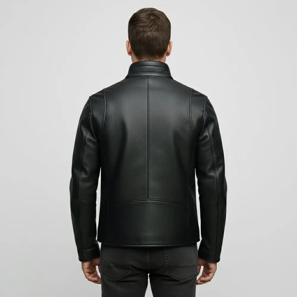 Cowhide Biker Motorcycle Pebbled Jacket