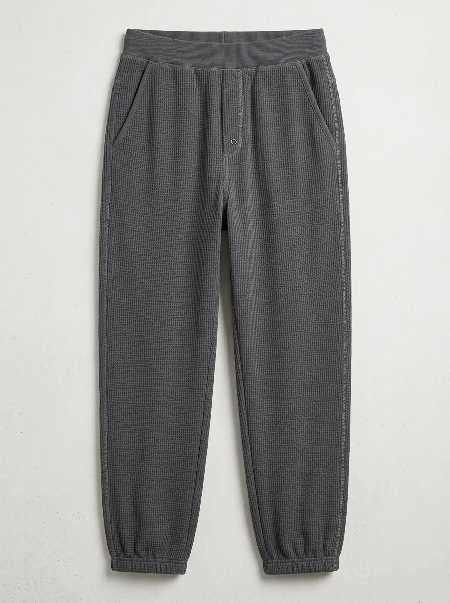 Unisex Casual Lounge Charcoal Waffle Knit Jogger Pants
