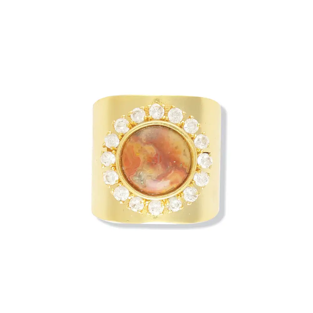 Natural Agate Centerpiece Statement Ring