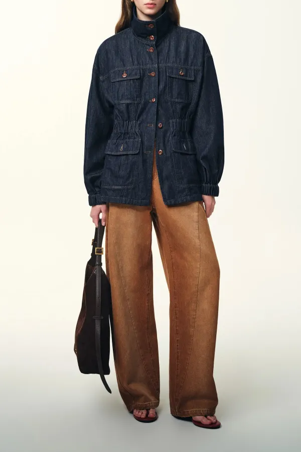 Fitted Utility Hemp Denim Jacket