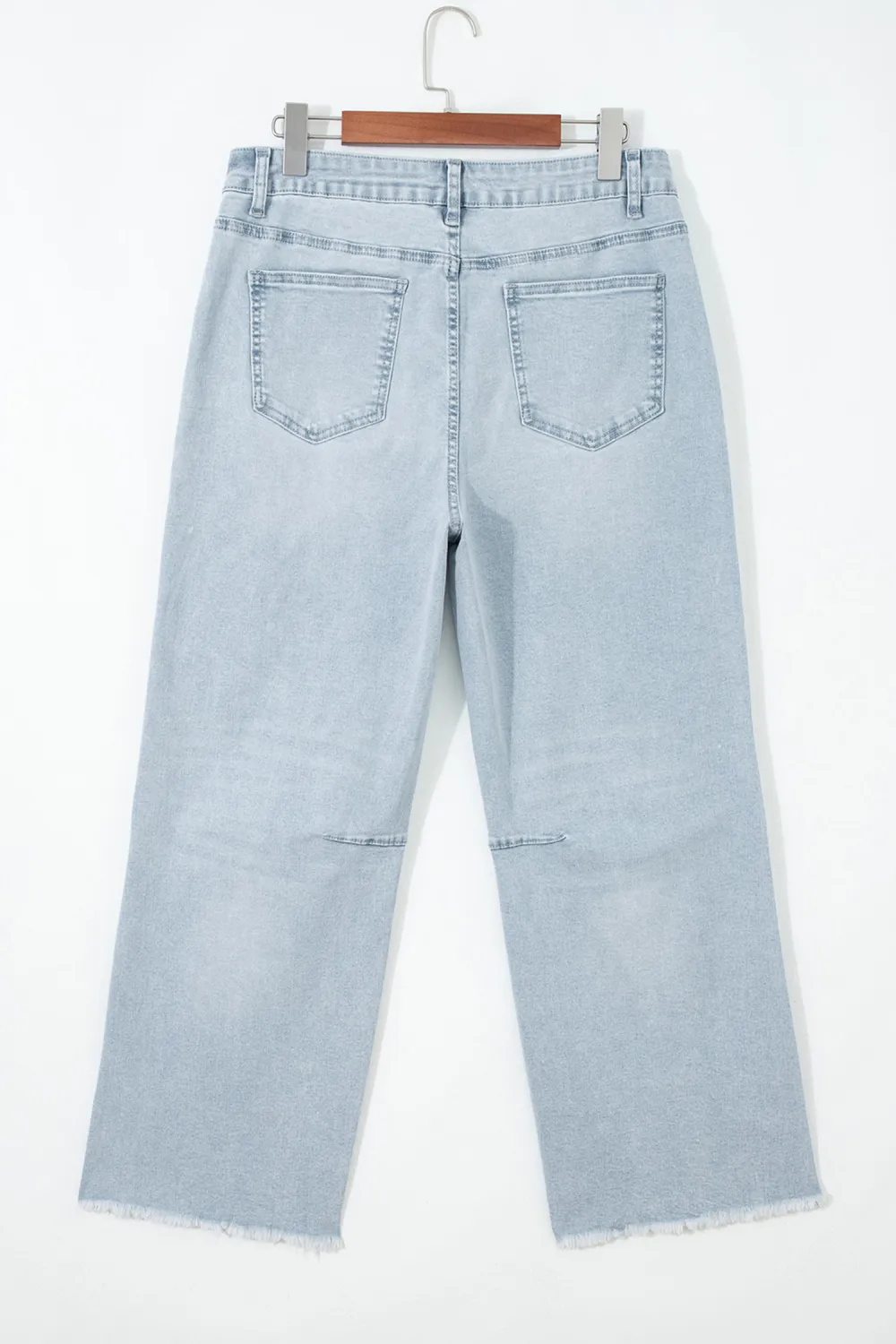 Light Blue Frayed Cropped Jeans