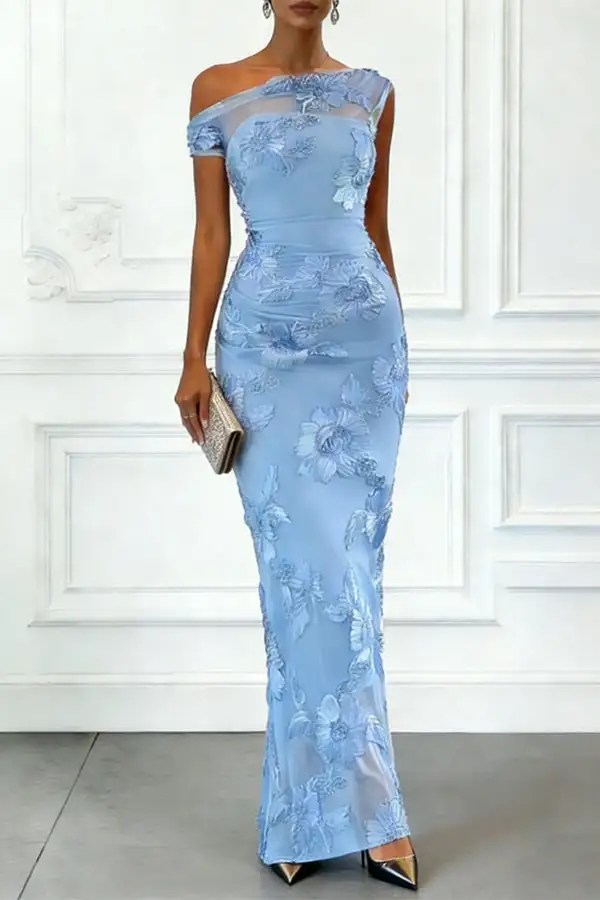 Delicate Asymmetric Coordinating Top And Flowing Maxi Skirt Set