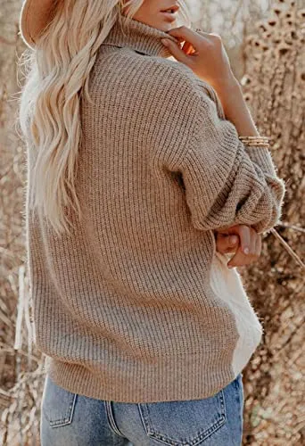 Women's Cable Knit Turtleneck Pullover Sweater