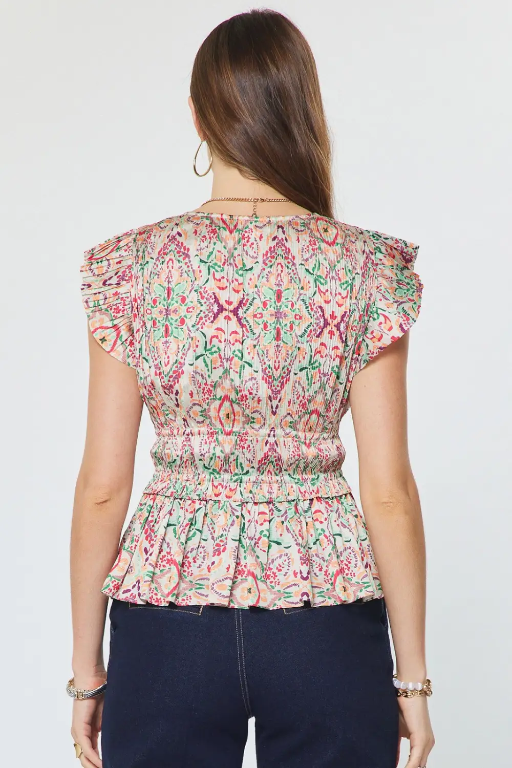 Relaxed Pleated Peplum Blouse