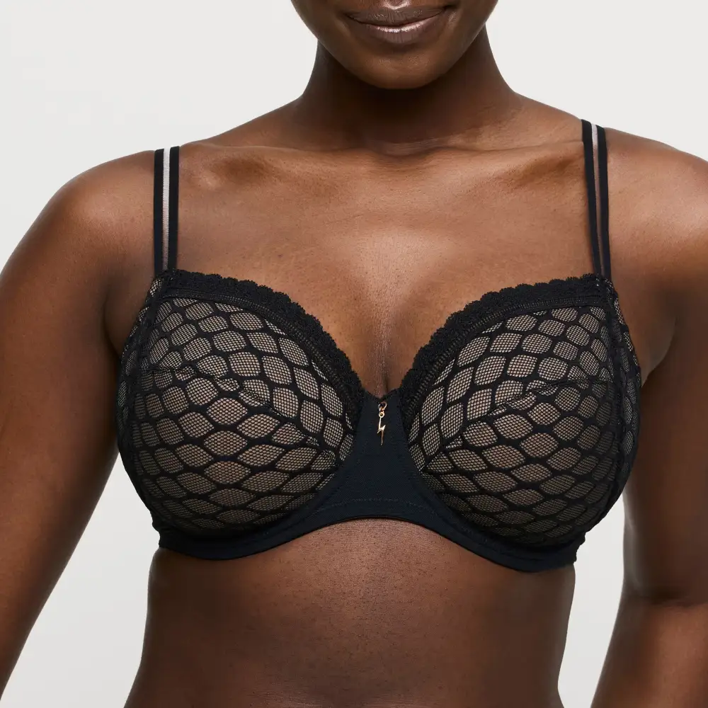 Women's Full Coverage Underwire Three-Part Cup Lined Cup Lace Mesh Fuller Bust Bra