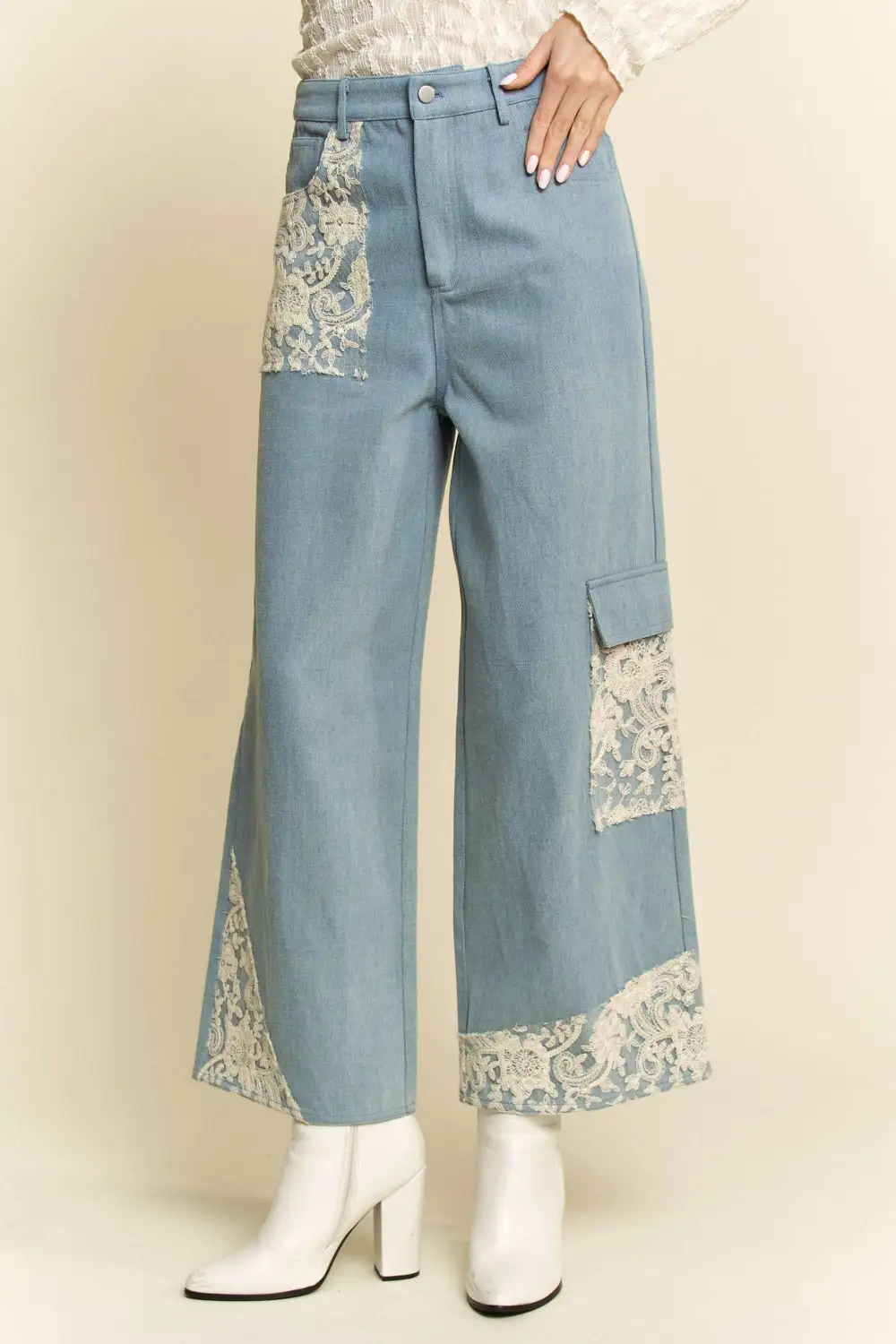 Ribbed Tiered Denim Jeans