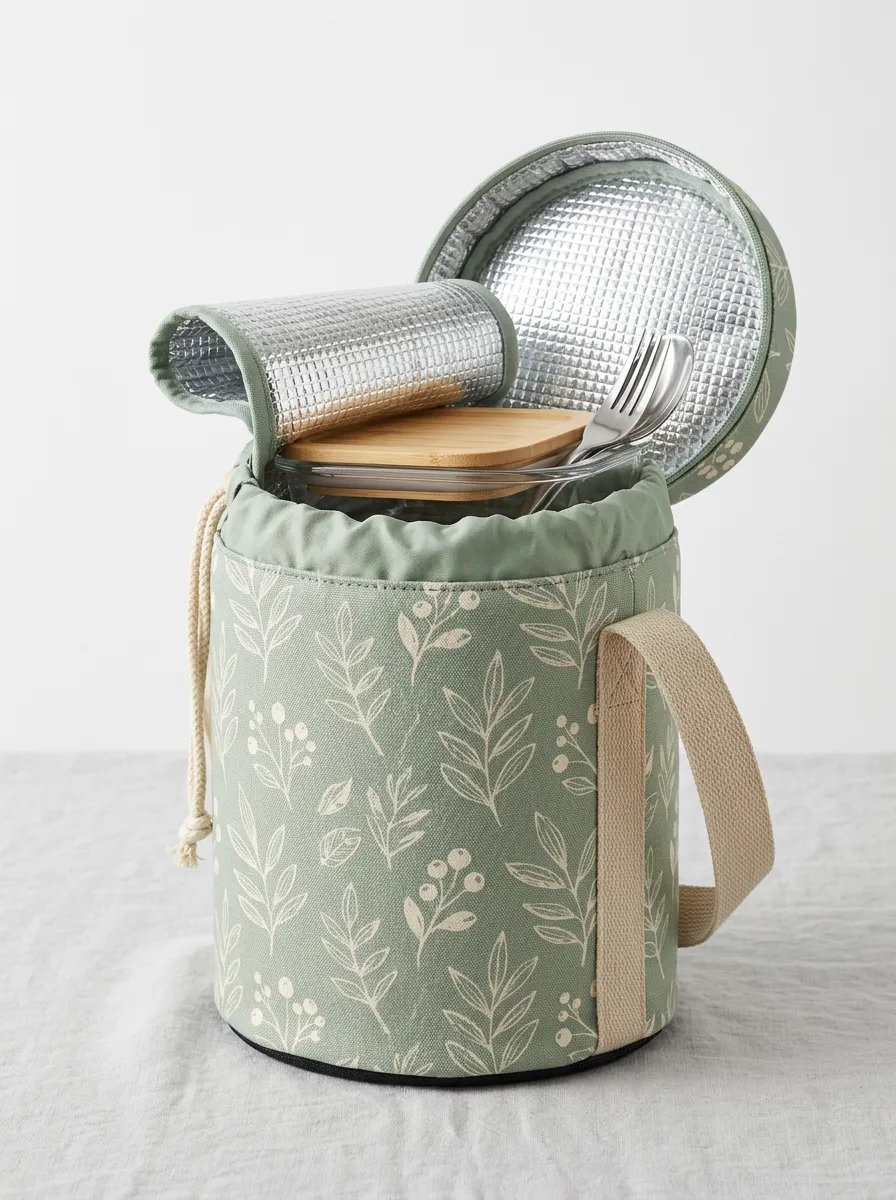 Botanical Nature Lover Sage Green Printed Insulated Lunch Bag