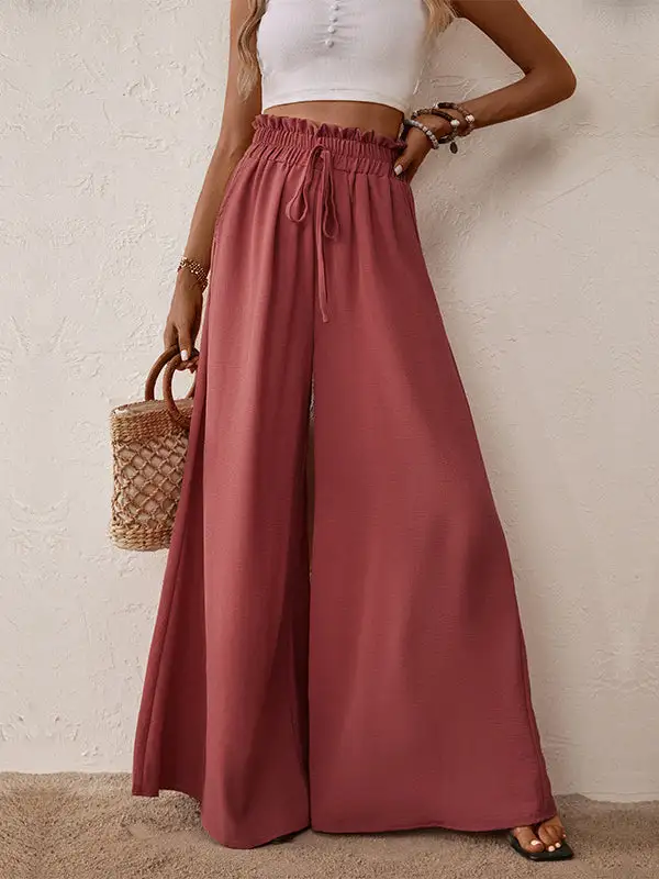 Women's Wide Leg Flared Drawstring Pants