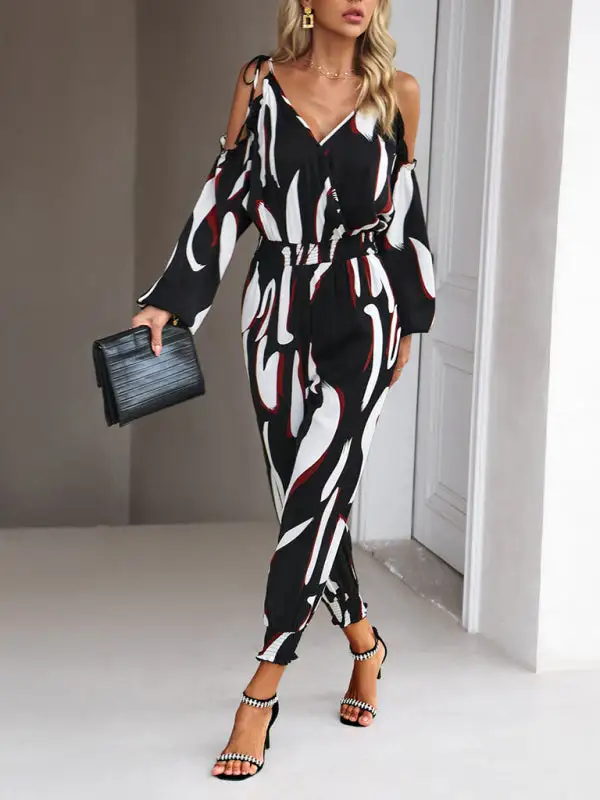 Lyric Abstract Print High Waist Jumpsuit