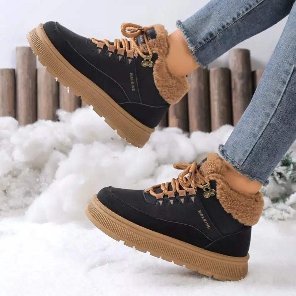 Relaxed Lace-Up Platform Ankle Boots
