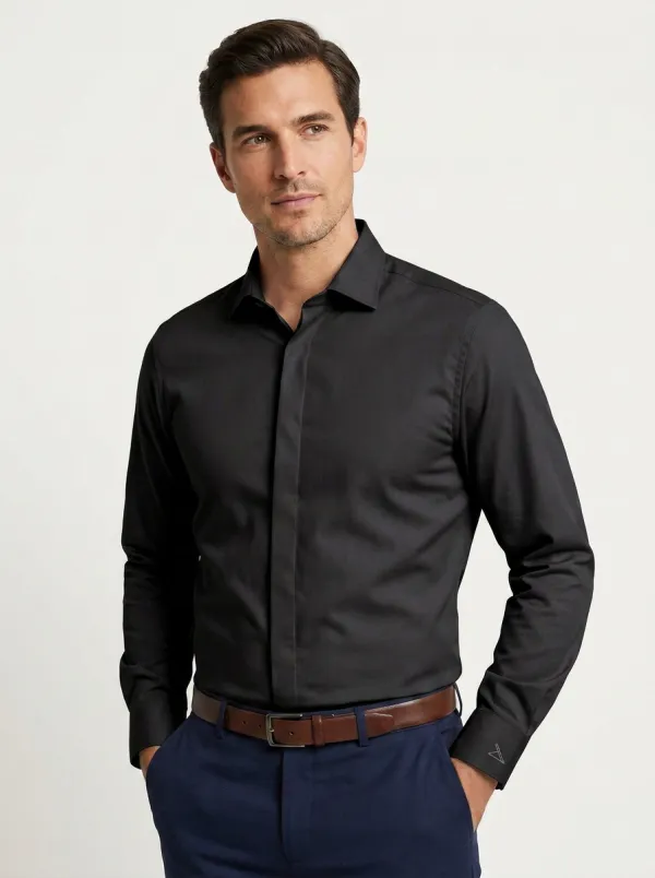 Men's Non-Iron Cotton Solid Grey Long Sleeve Dress Shirt
