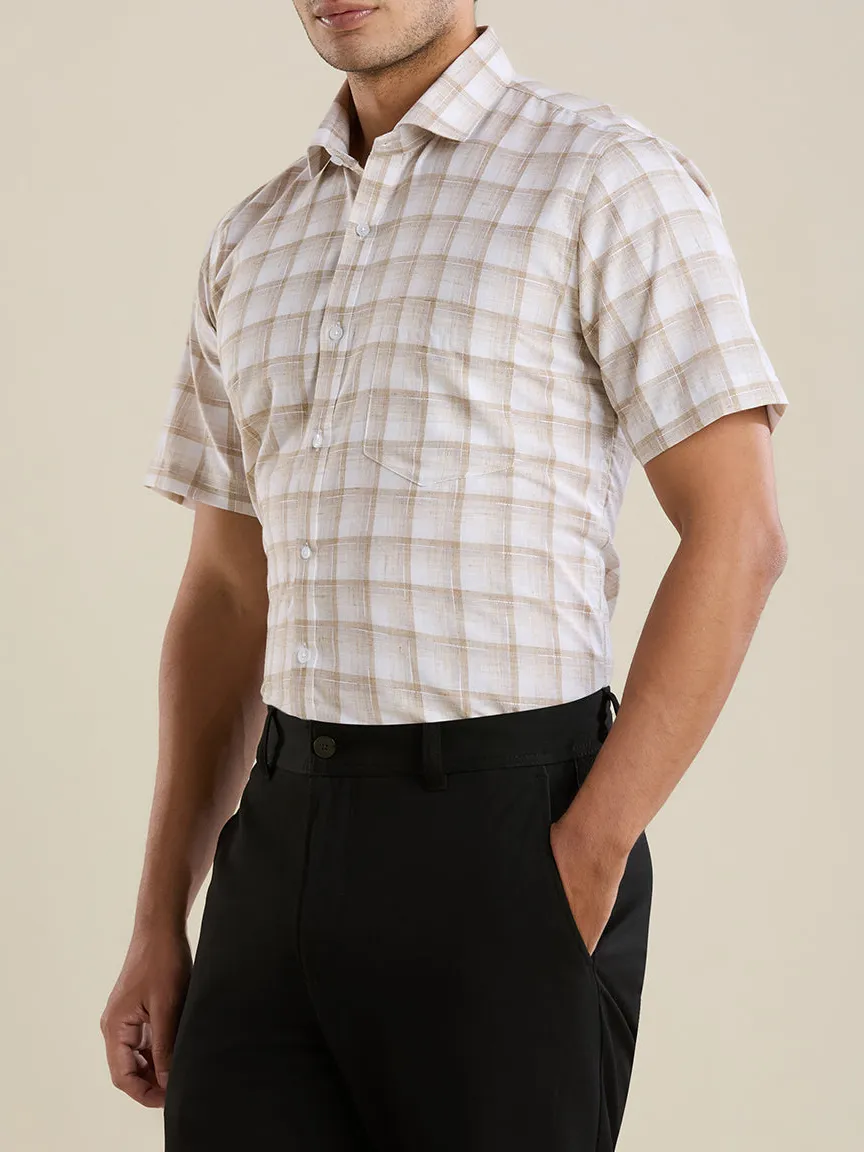 Modern Windowpane Check Checked Slim Fit Men's Formal Shirt