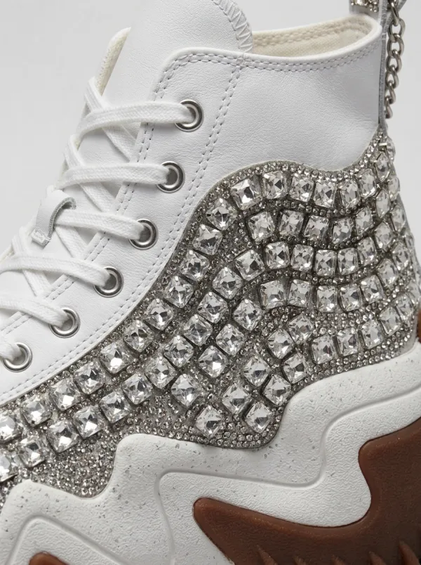 Everyday Lace-Detail Lace-Up Women's Rhinestone Platform Shoes