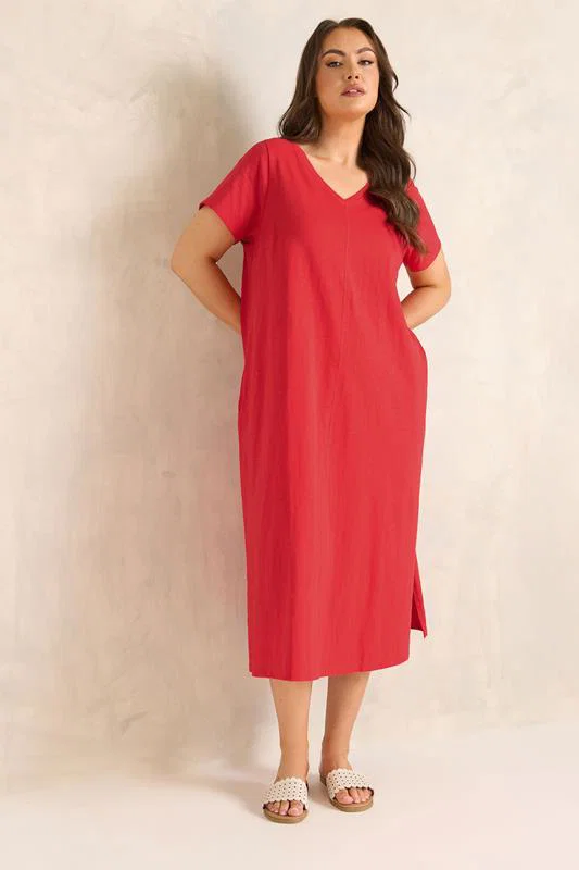 Red Premium Cotton Dress detail 1