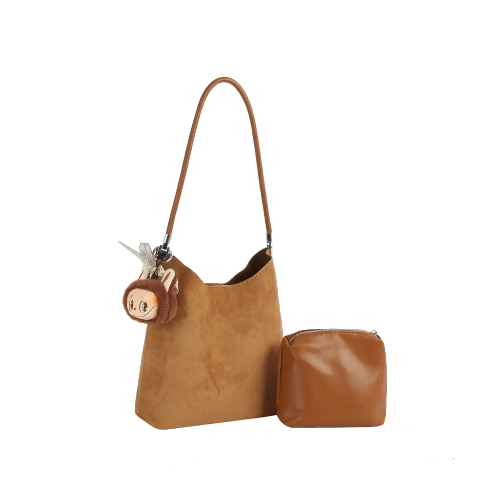 Plush Charm Suede Set Shoulder Bag