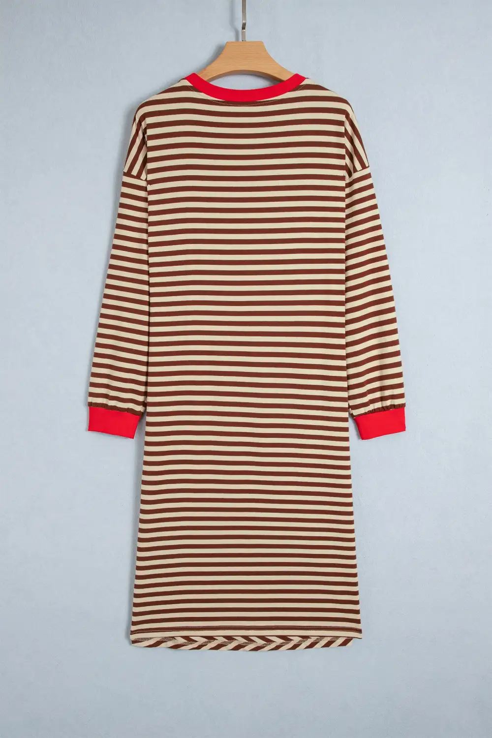 Women's Striped Colorblock Round Neck Long Sleeve Mini Dress
