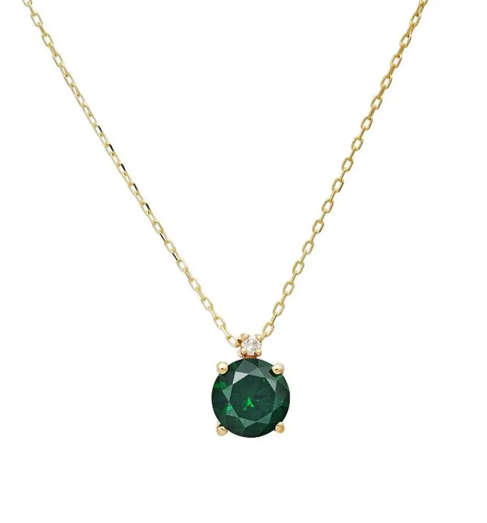 Diamond and Emerald Solitaire Necklace
