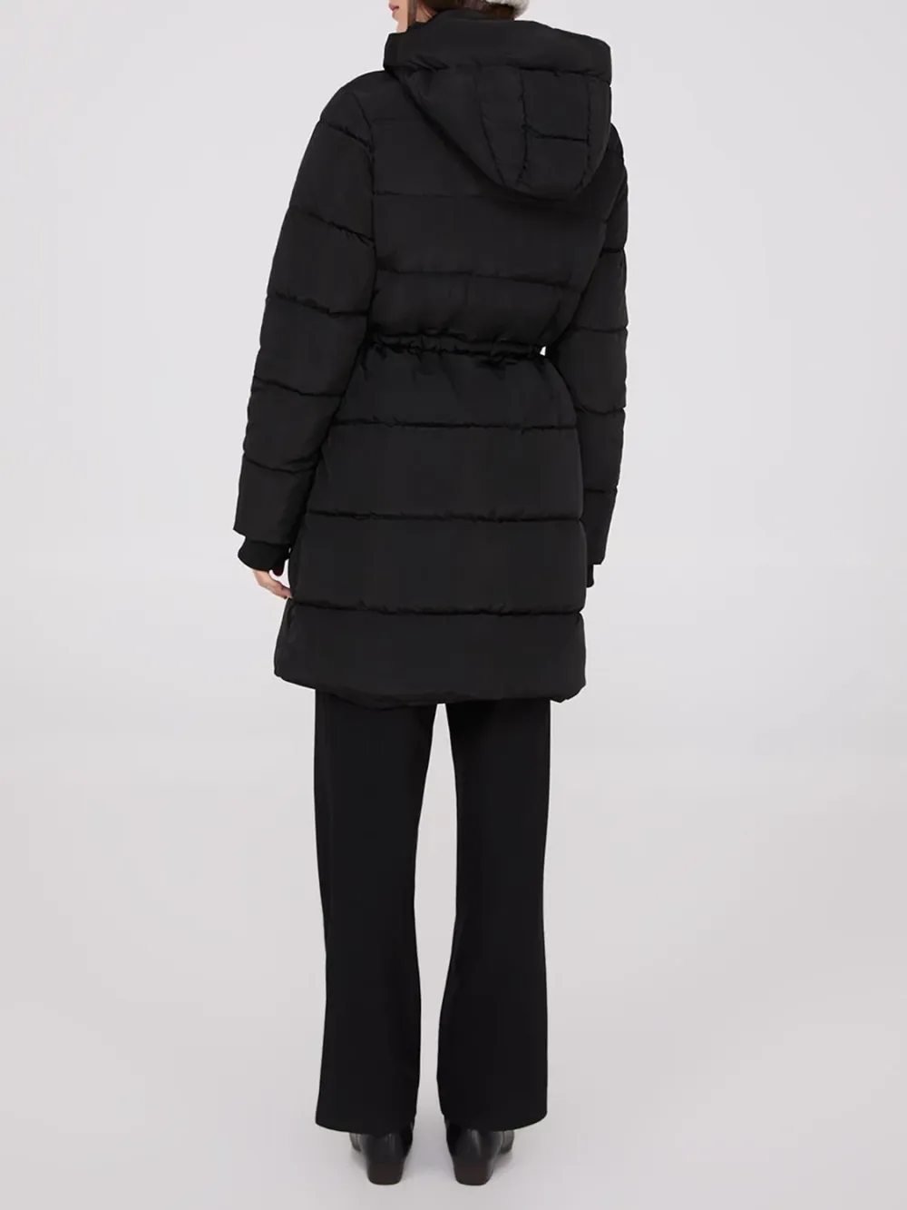 Drawstring Waist Puffer Coat