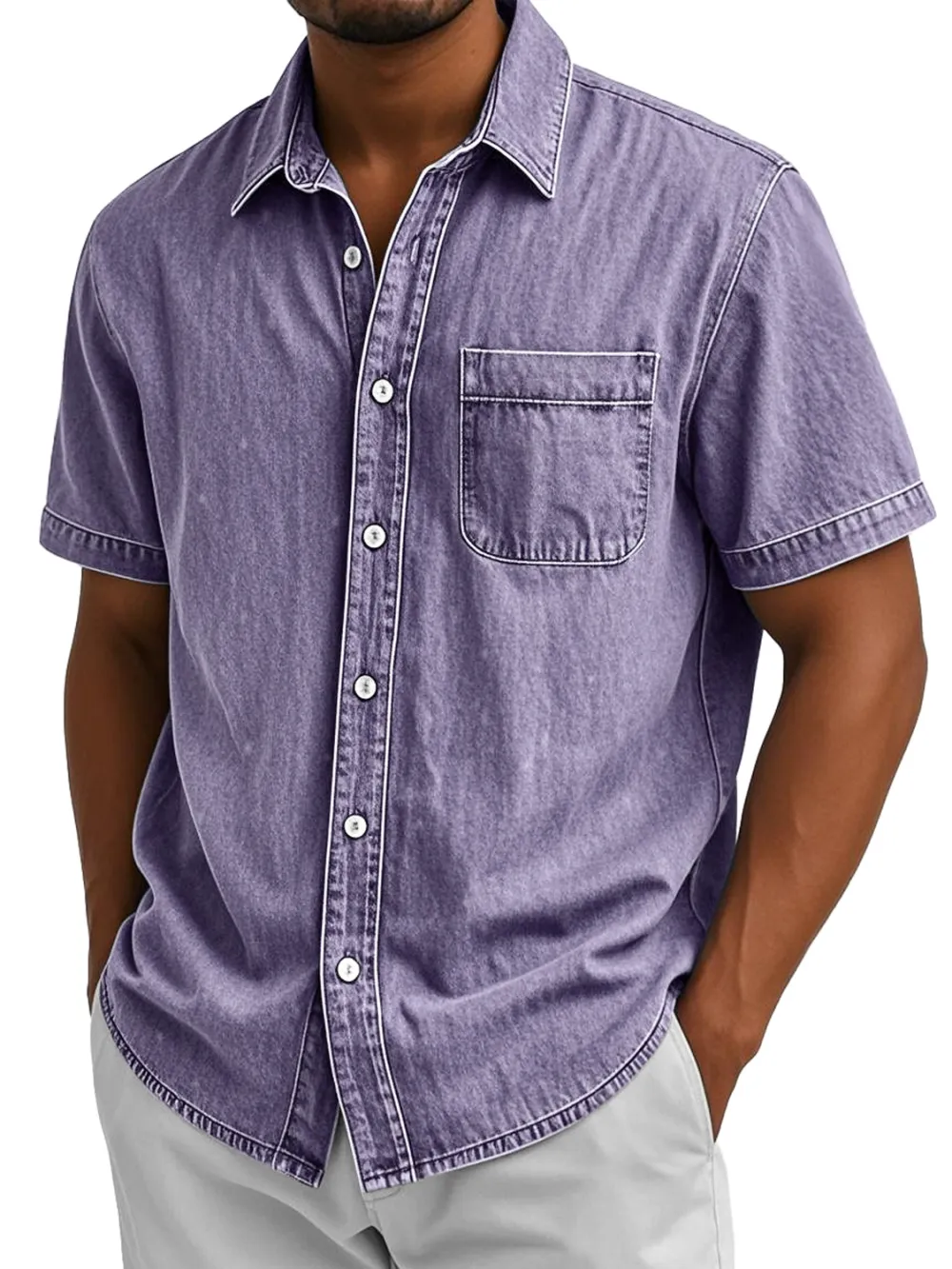 Short Sleeve Camp Collar Pocket Shirt