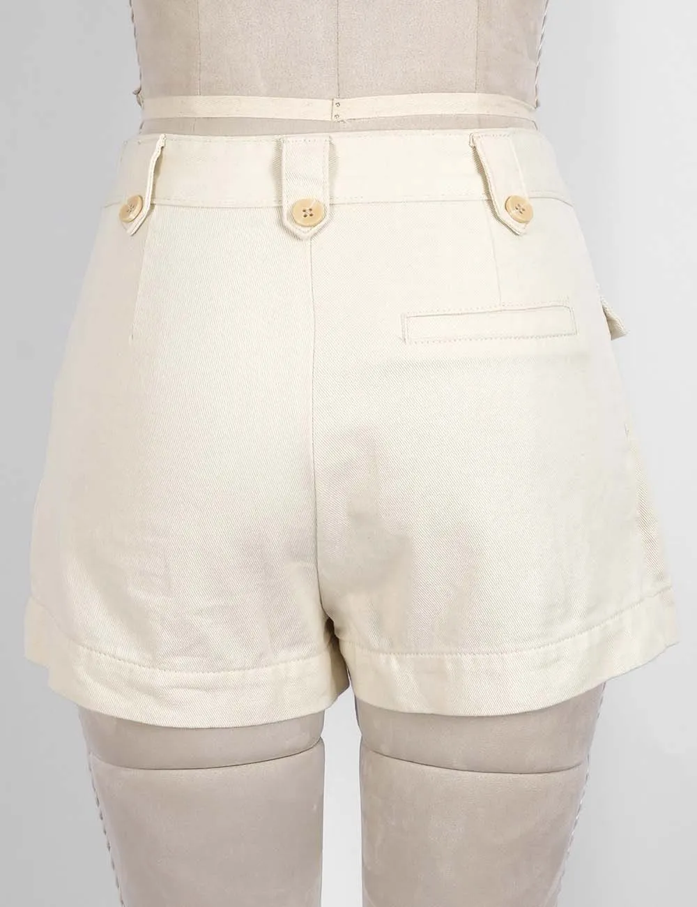 Solid Color Cargo Pocket Denim Skorts
