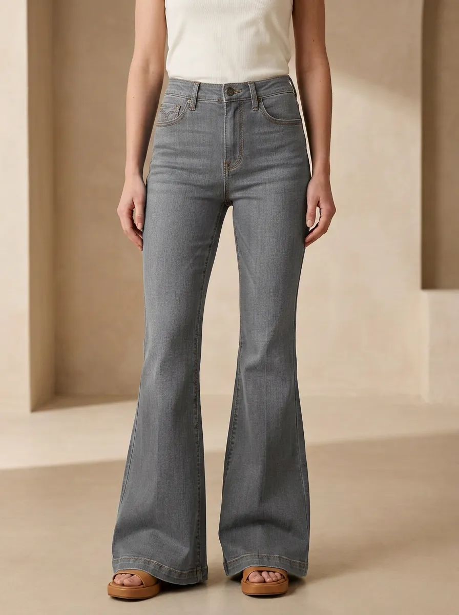 Weekend Contrast Stitch High Rise Flare Jeans