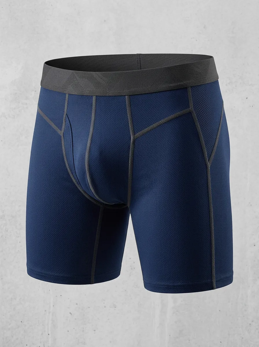 Men's Navy Blue Wide Waistband Boxer Briefs