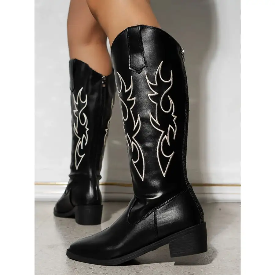 Lightweight Round Toe Block Heels Boots