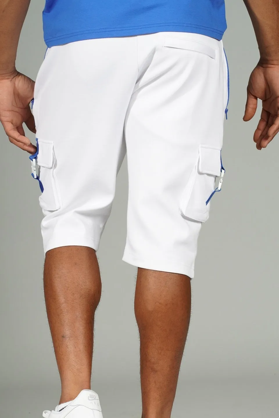 Fleece Cargo Shorts White