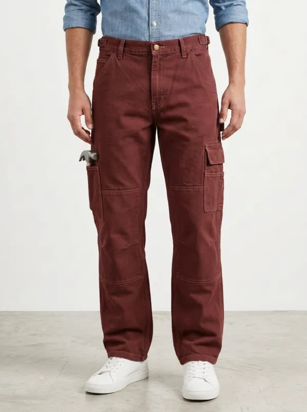 Men's Heavy Duty Construction Worker Multi-Pocket Cargo Pants