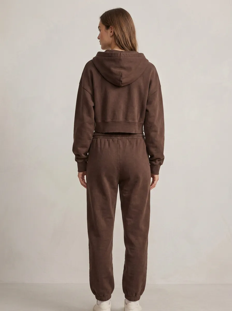 Studio Jogger Women's Cropped Zip-Up Hoodie Jogger Active Set