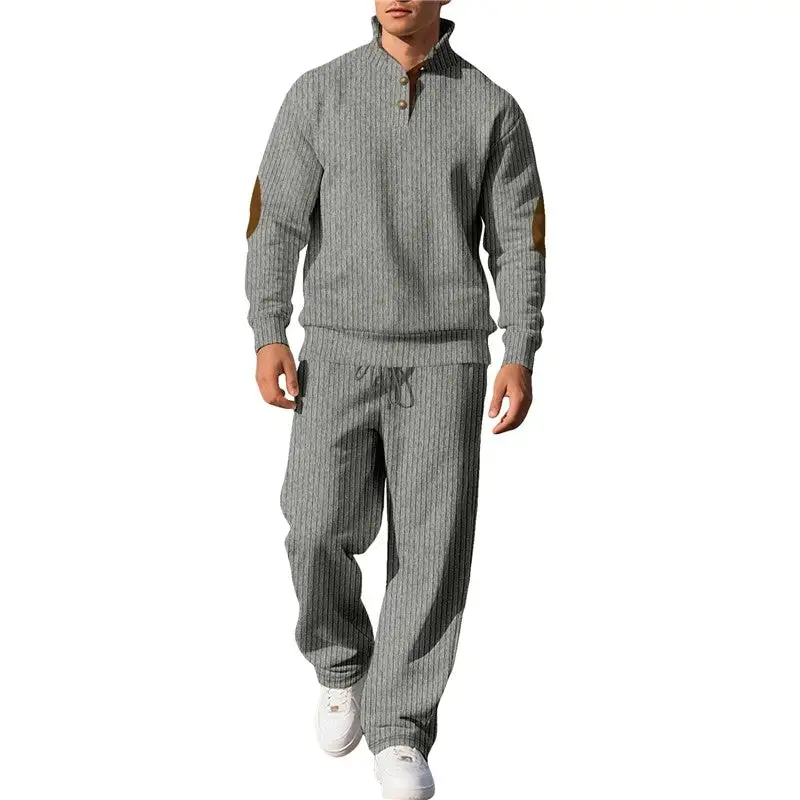 Casual Ribbed Hoodie Sweatpants Set