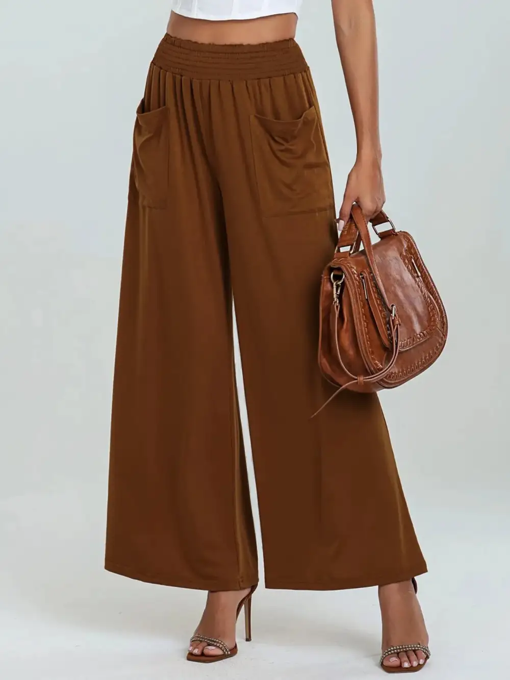 High Waist Pocketed Trousers