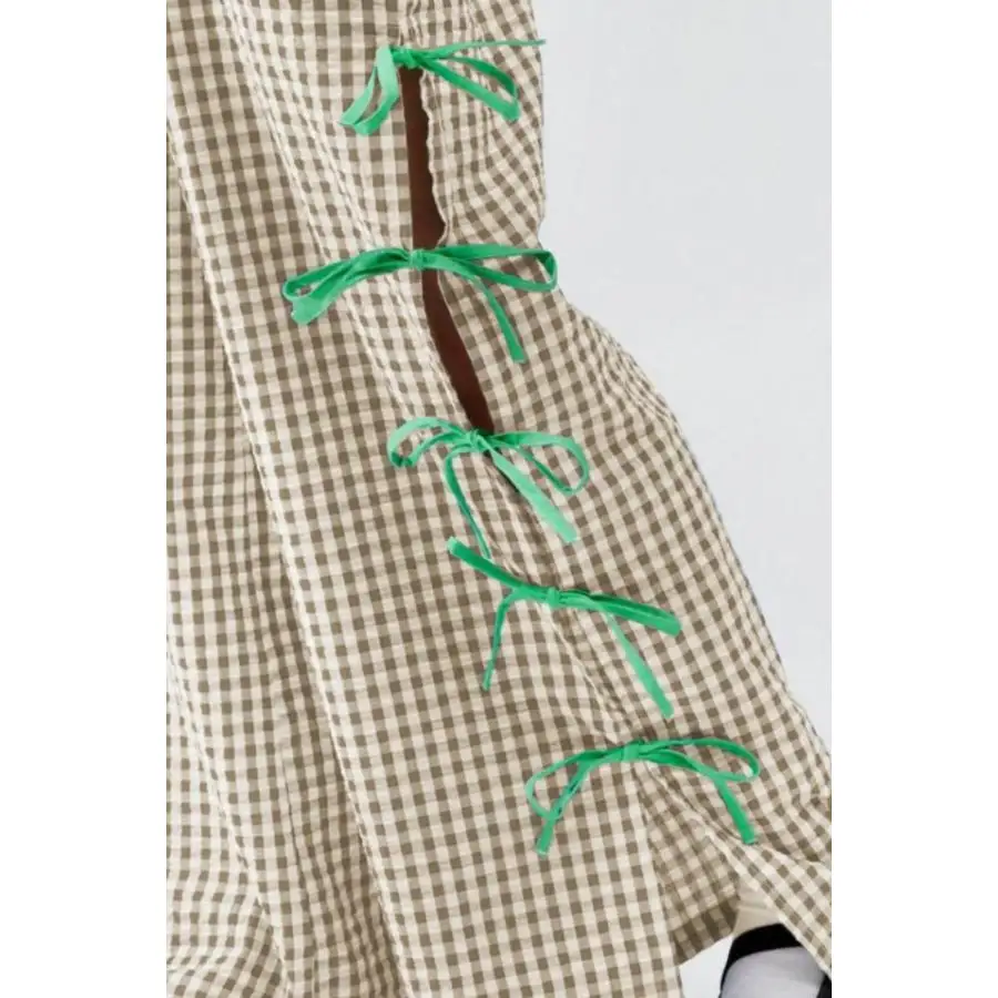 Side Tied Plaid Pants