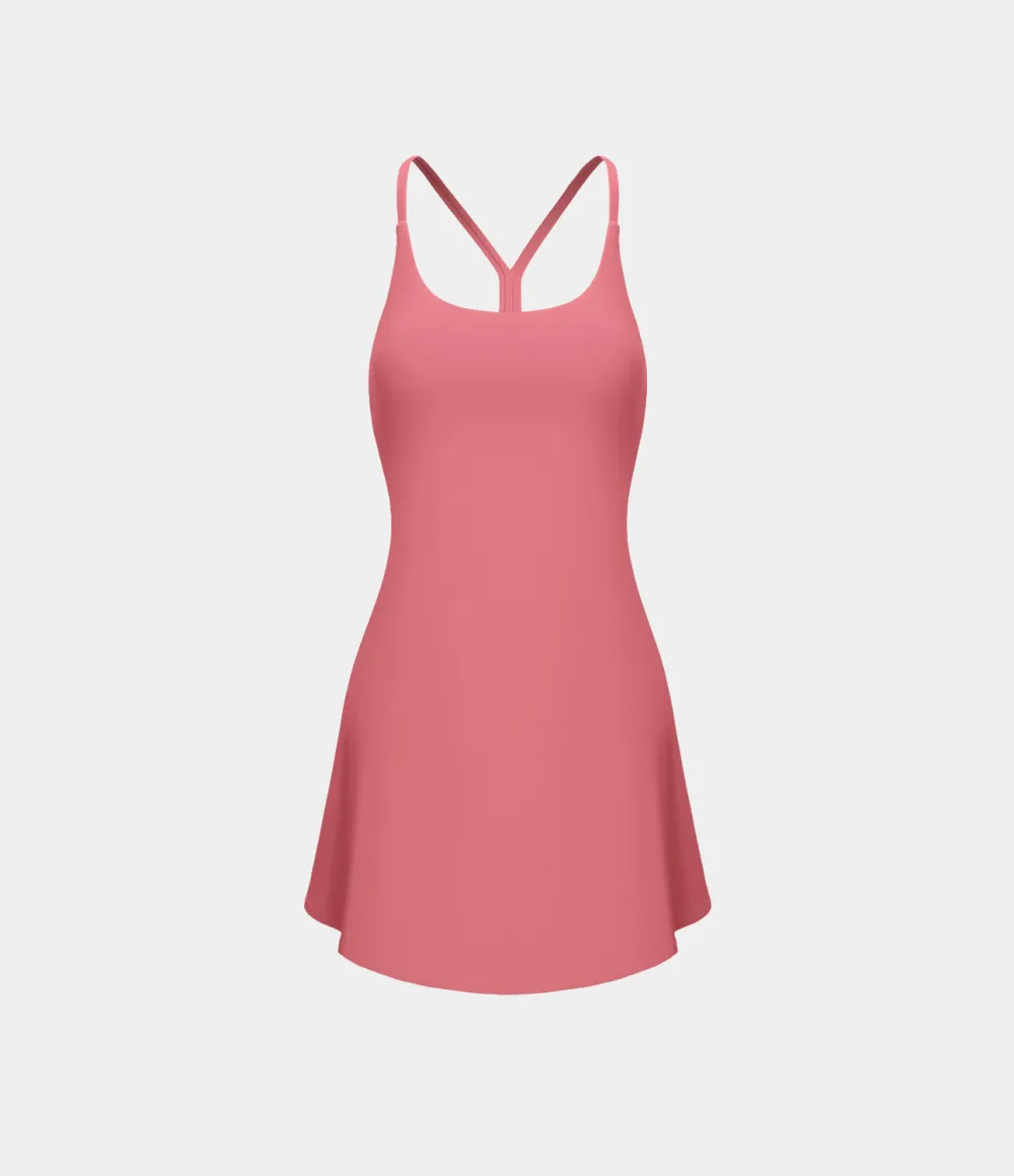 Softlyzero Airy Backless Cut Out 2-in-1 Pocket Cool Touch Mini Activity Dress