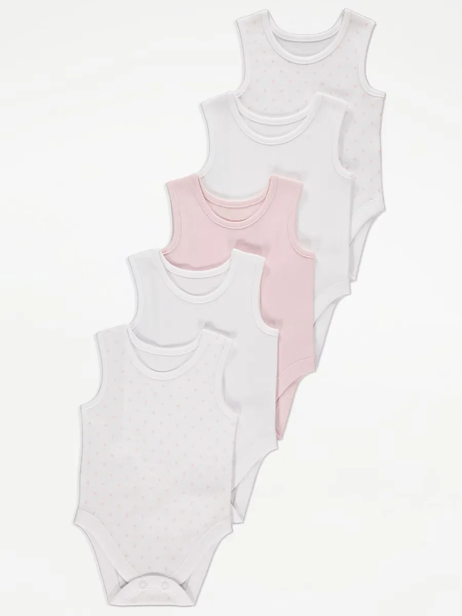Pink Sleeveless Bodysuits 5 Pack