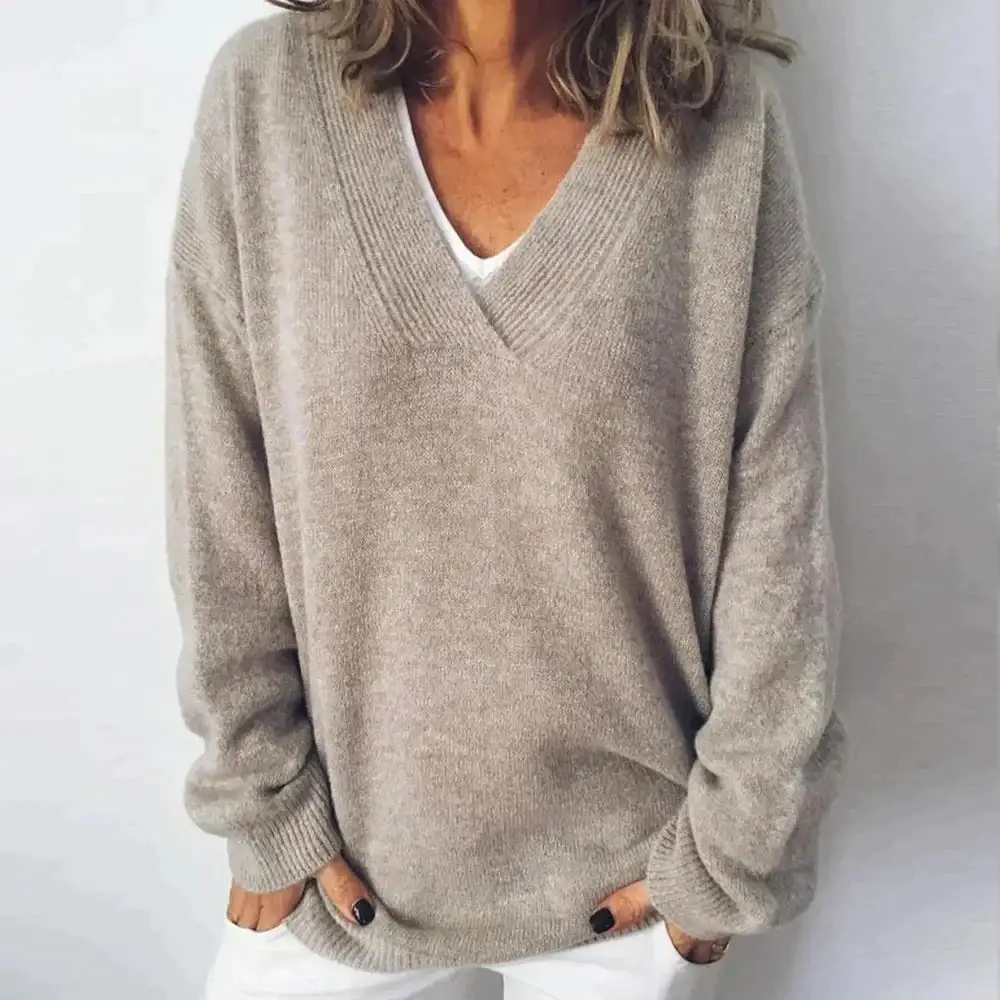 Warm Knitted V Neck Sweater