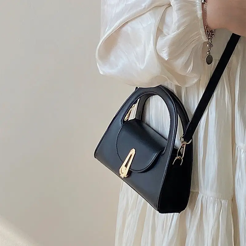 Structured Commuter Lock Detail Crossbody Bag