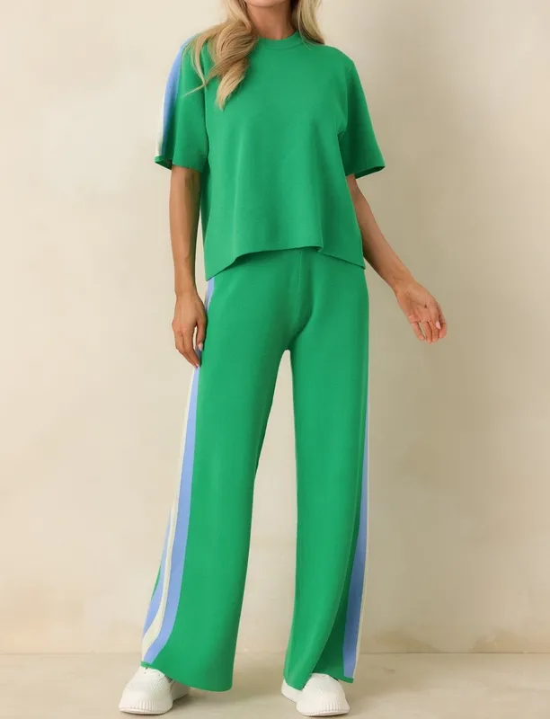 Green Multi Stripe Knit Top