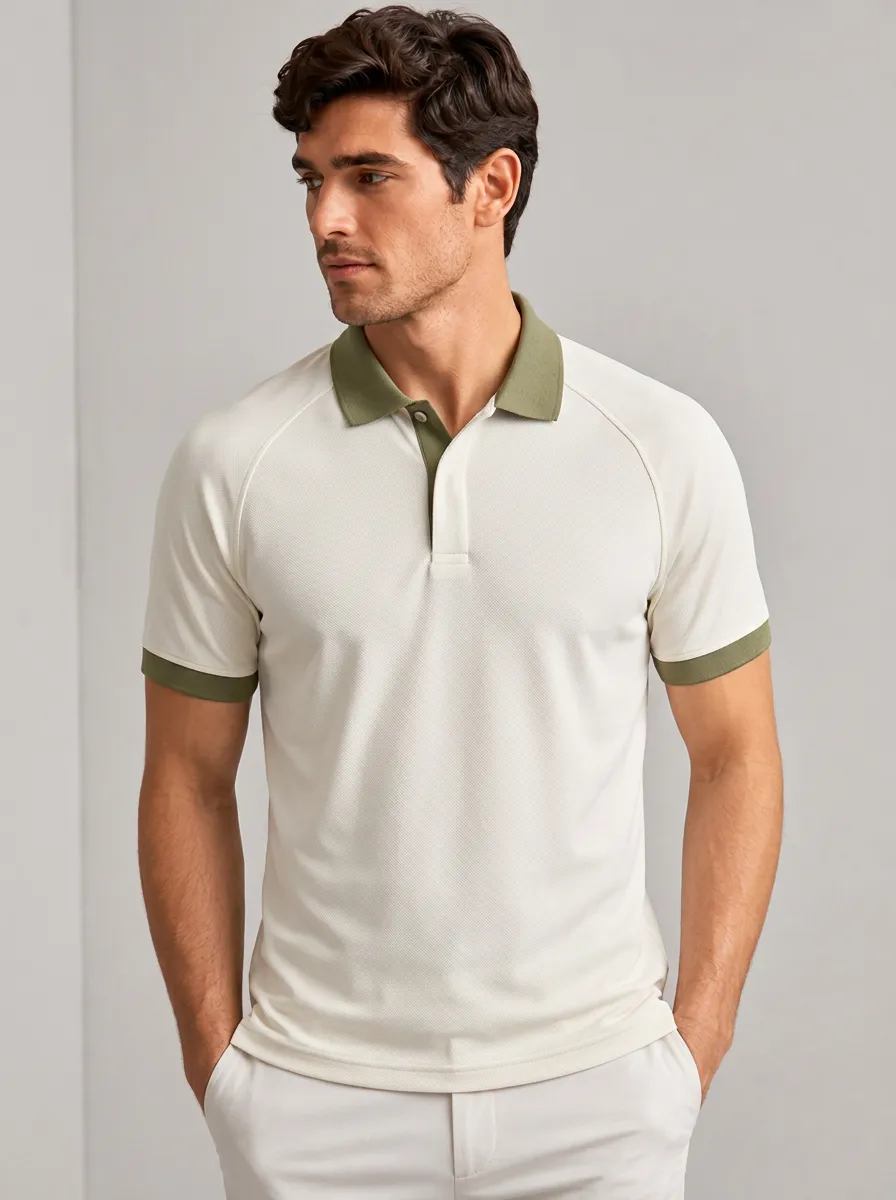 Men's Equestrian Lover Horse Pattern Printed and Contrast Polo Shirt