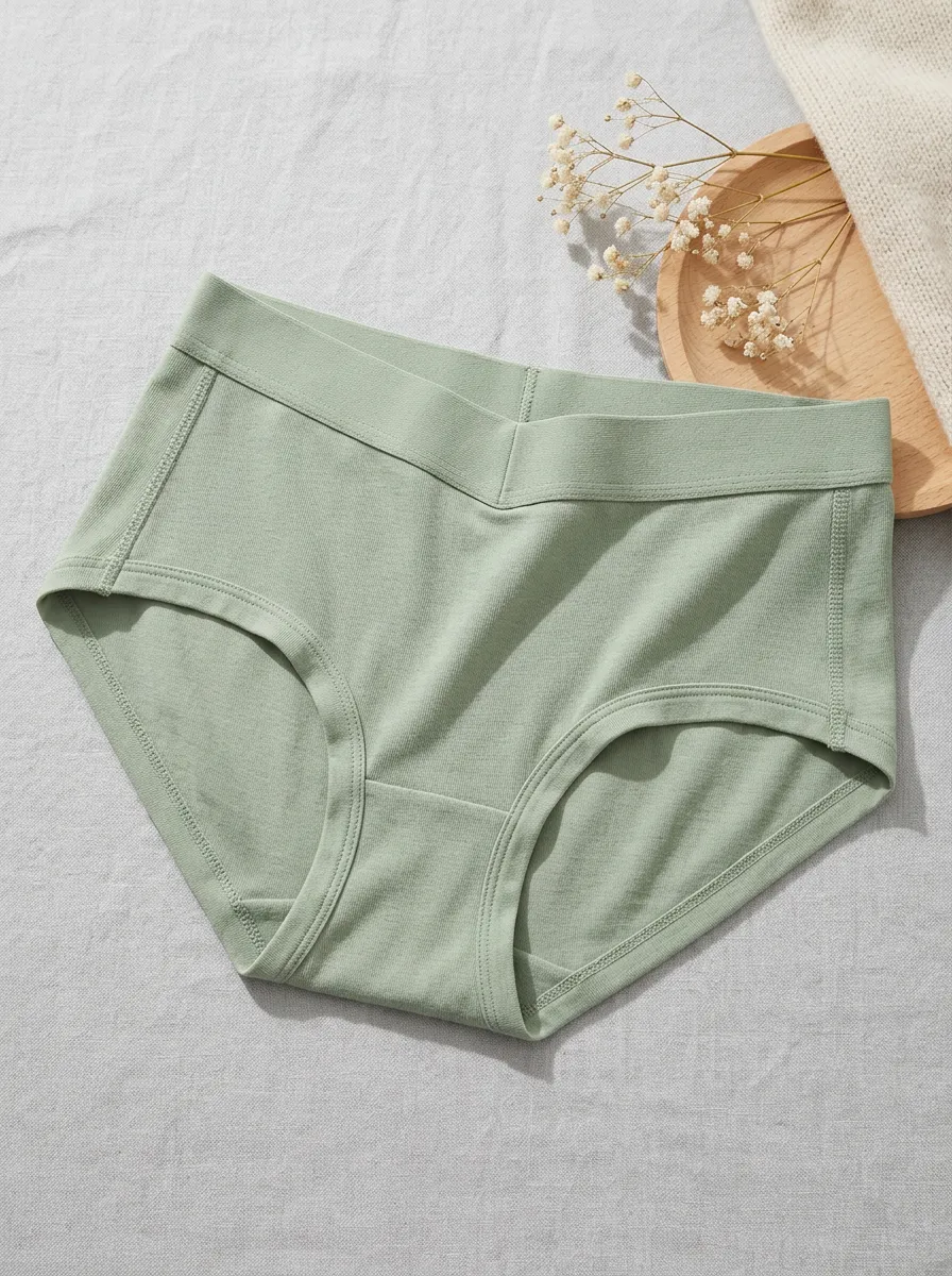 Women's Sage Green V-Waist Cotton Briefs