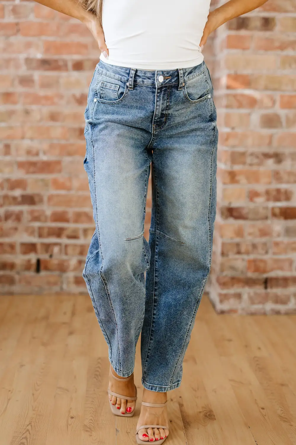 Women's Vintage Washed Seam Detail Shift Jeans