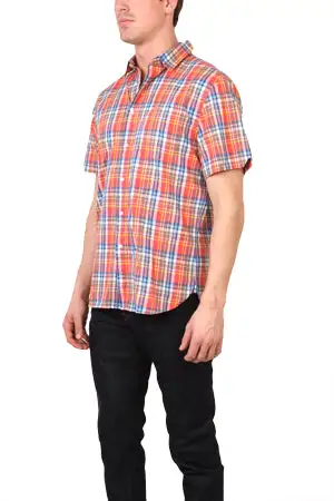 Classic Button Down Plaid Cotton Shirt