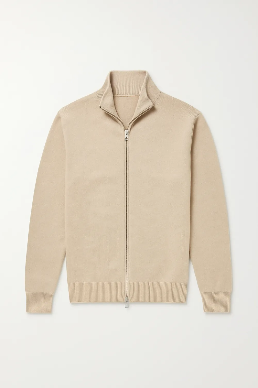 Knit High Neck Zip Front Cardigan