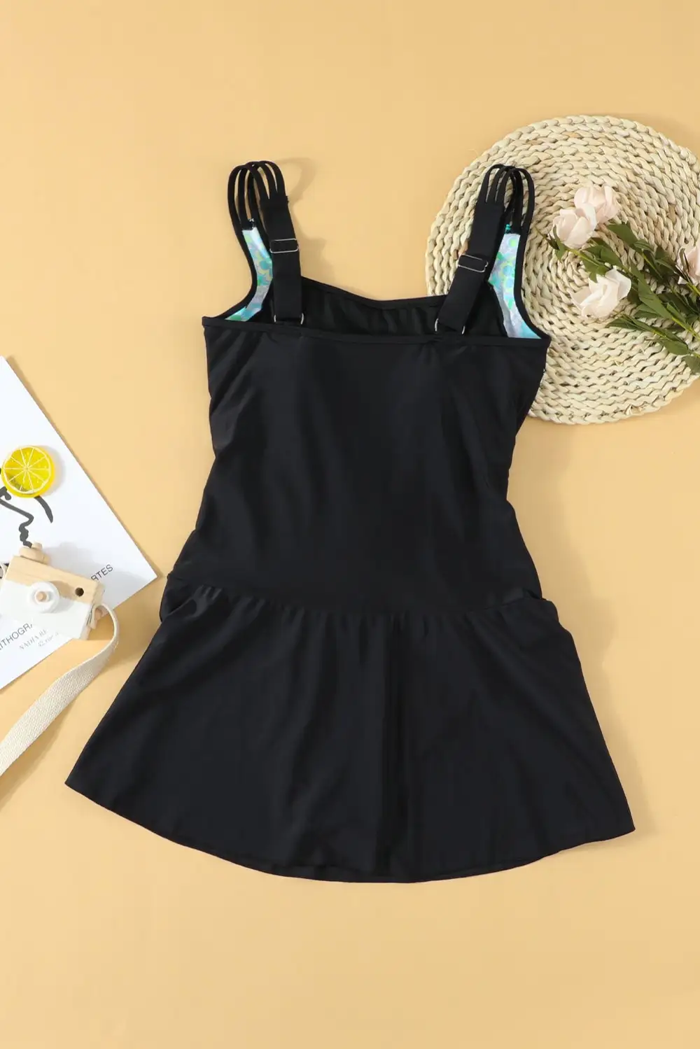 Vintage Tummy Control One Piece Swimsuits Swimdress Push up Swimwear Bathing Suits