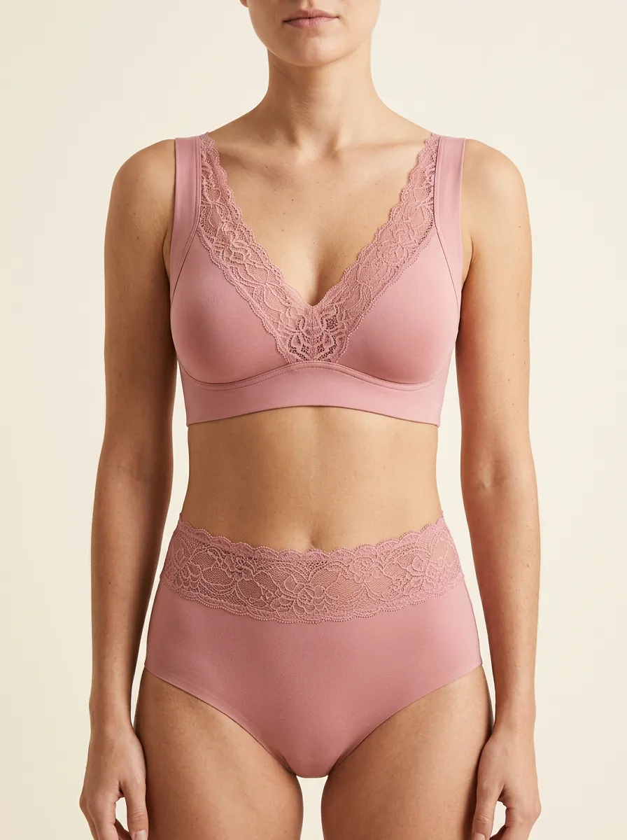 Lace Trim V-Neck Wireless Bralette Top
